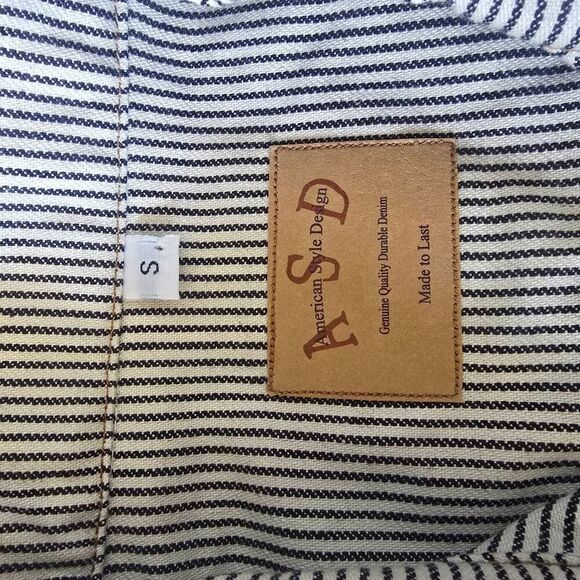 ASD Living Blk/Wht Vtg. Railroad Stripe Long Sleeve Server Shirt, NWT, Sz. S - Picture 7 of 12
